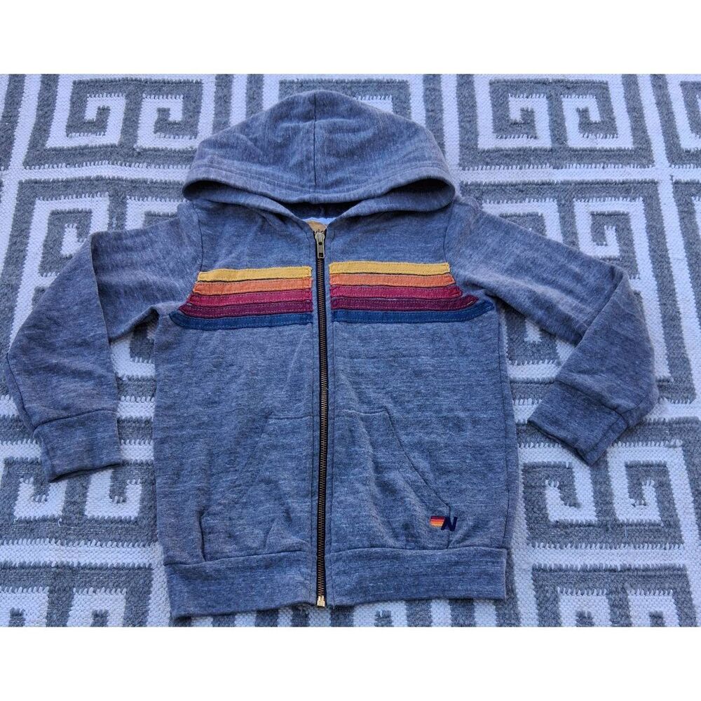 Aviator nation girls size 8 full zip hoodie sweatshirt gray cotton